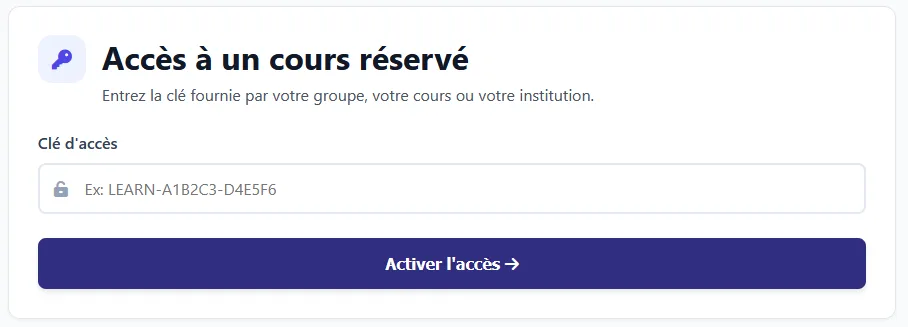 Rentrer un code d'accès